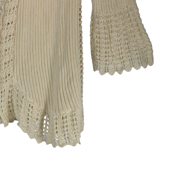 Simply Noelle Cardigan Sweater Womens Medium  Ivory Open Knit Bell Sleeves Boho - Picture 5 of 8